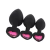 Brinquedo sexual massageador s/m/lsize em formato de coração preto adulto para homens/mulheres casais anais plugue anal de silicone