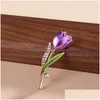 Stift broscher uppdaterar diamantblomma spets brosch emalj cor lapel pin mode smycken för kvinnor släpp leverans dhutj