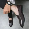 Scarpe eleganti da uomo, casual, in pelle traspirante, Le Fu, per ufficio, guida, mocassino, comoda forma con staffa su un piede