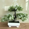 Decorative Flowers Ganoderma Tree Lotus Pine Simulation Plant Flower Bonsai Set Small Potted Green Home Decor Table Top Decoration C