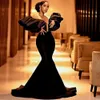 Black African Satin Evening Dress Mermaid Off Shoulder Aso Ebi Prom Gown Women Informal Reception Party Dress