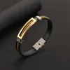 Coola män rostfritt stål armband svart silikon armband med gyllene kedja wrap manschett armband smycken smycken