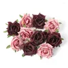 Decorative Flowers 10PCS Artificial Rose 8CM Flower Head Silk Wedding Decoration DIY Handmade Wall Shooting Set