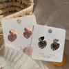 Boucles d'oreilles étalon luxhoney tendance simple sweet s925 eorepost gold plaqué haminestone love coeur pour les femmes des filles en fête