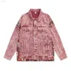 High Street Fashion Märke Dirty Pink Wash and Splice Denim Coat Men's Women's Ancient Par Jacketyawl