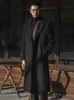 Men's Wool Blends Mauroicardi Autumn Winter Long Warm Black Trench Coat Men Single Breasted Luxury Wool Blends Overcoat 2022 High Quality Clothing L230919