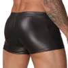 Slips Sexy Hommes Boxers Sous-Vêtements Ouvert Entrejambe Faux Cuir Slips Shorts Sous-Vêtements Mâle Doux Maillot De Bain Noir Plus Size238z