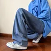 Mężczyźni S Jeans Błękitne mężczyźni Koktaj Mężczyzna proste dżinsowe spodnie Streetwear Workowane Ins Umyjne czarne ubrania 230918