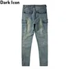 Men's Jeans Dark Washing Vintage Skinny Men Side Pockets High Street Spandex Denim Pants2069