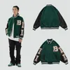 Jaquetas masculinas homens varsity bombardeiro jaqueta harajuku coreia osso carta retalhos hip hop streetwear único bbreasted casacos de beisebol unisex faculdade 230919