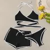 Kvinnors badkläder Kvinnor Sexig thong baddräkter 3 stycken skjuter upp bikini -uppsättningar Girl Beach Bathing Suits Suit 2023