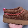 2023 Tasman Slippers Chesut Bont Slides Schapenvacht Shearling Tazz Nieuwe Muilezels Vrouwen Mannen Ultra Platform Boot Slip-on Schoenen Suede bovenste Herfst