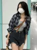 Blusas de mujer Camisas Mujer Minimalista Otoño Todo fósforo Estilo coreano A cuadros Cómodo Vintage Ocio Chic Ropa de oficina de un solo pecho