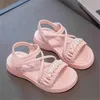 Sandali Big Kids Girl Summer Pearl Scarpe romane Fondo piatto antiscivolo Quotidiano con vestito Scivoli per bambini Taglia 4