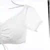 Blusas femininas tops branco dirndl blusa renda bucutout lingerie brilhante espartilho para mulheres arrastão