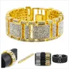 Nouvelle mode en acier inoxydable Bling plein diamant or argent noir Hip Hop hommes montre bande chaîne Bracelet rappeur Bracelet bijoux f313A