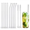 Pailles en verre transparent pour Smoothies, Cocktails, pailles à boire, saines, réutilisables, écologiques, accessoires pour boissons, 222y