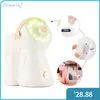 Steamer Foreverlily 380ML Nano Ionic Steamer Astronaut Shape Warm Mist Steam Sprayer 7 cores LED Umidificador Deep Clean Hidratar 230918