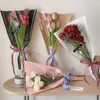 Presentförpackning 20st Transparent Kraft Paper Packaging Bag Single Rose Flower BLORIST Bouquet Wrapping Valentine's Day Gifts