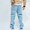 Jeans pour hommes 2023 Simple élégant hommes déchiré Patch Hip Hop pantalon ample Streetwear mâle droit Denim pantalon 230919