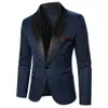 Costumes pour hommes Blazers Hommes Blazer décoratif poitrine poche contraste couleur Satin col casual formel quotidien mariage hommes à manches longues un bouton Blazer 230919