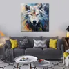 Painting Knife Art of A Arctic Wolf Grim Face Printed on Canvas Poster Prints for Living Room Wall Decor