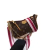 Designer väskor gammal blommabrun axelväska färgglad axelband koppling handväska mode lyx