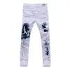Hel- ny ankomst mode tryckt toppkvalitet herr mager jeans casual vit cyklist denim raka byxor storlek 28-40 JPK35236H