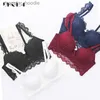 Ensembles de soutiens-gorge Super Gather Bras Femmes Sous-vêtements Ensemble Coton Bleu Sexy Soutien-gorge Ensemble Push up Épais Brassière Dentelle Broderie Lingerie Ensemble A B C Tasse Y200708 L230919