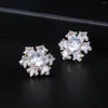 Ohrstecker Trend Kupfer Zirkon Schneeflocke Studie Braut Hochzeit Bankett Glänzender Schmuck 2023 Damen Elegante Accessoires Geschenk