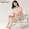 Femmes Pyjamas M-5XL printemps automne manches longues coton poitrine rembourré vêtements de nuit grande taille vêtements de nuit coréen Pijamas filles Homewear L230919