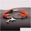 Bracelets de charme Nouveau Métal Animal Dolphin Femmes Infinity Love Veet String Corde Warp Bracelet Pour Hommes S Simple Bijoux En BK Drop Livraison Dhrrl