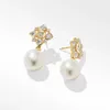 Orecchini a bottone "S925 Argento sterling rinascimentale Perla trilione goccia in oro giallo 18 carati con diamanti"