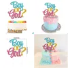 Other Event Party Supplies Glitter Boy Or Girl Cake Toppers Gender Reveal Decorations Pink Blue He She Birthday Flags Drop Deliver Dhoxt