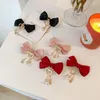 Accessori per capelli 1 paio Set clip per fiocco con ciondolo a cuore carino ragazze stile Lolita perle forcine laterali con nappa coda di cavallo per