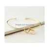 Bracciale da 26 lettere Braccialetti da donna a 3 colori Braccialetti che non sbiadiscono Semplice polsino a forma di cuore Bracciale aperto regolabile per consegna a goccia Dhgti