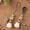 Keychains Natural White Jade Bodhi Root DIY Carving Fu Bag Craft Car Key Chain Mobile Phone Women Ancient Style Pendant