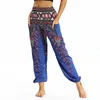 Kvinnor Pants Women Gym Wide Leg Yoga Trousers Polyester Sweatpants Harlan Long Stretch Floral Print