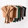 Scarves Woolen Knitted Warm Shawl Winter Korean Fashion Female Blouse Shoulders Fake Collar Cape Knotted Scarf 230818