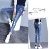 Damesjeans Trendy gescheurde potloodjeans Casual slanke middentaille Vaqueros lente zomer streetwear denim broek wassing blauw skinny s 230918