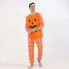 Familjsmatchande kläder Happy Halloween Party Family Matching Pyjamas Set Mother Kids 2 Pieces Passar Baby Romper Pumpkin Print Sleepwear Pyjamas 230918