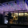 Party LED Strings Guirlande de Noël Rideau Icicle String Lights 120Leds Droop 0.6m Jardin Extérieur Rue Eaves Mall Décoratif Fée Lumière HKD230918