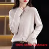 Damestruien Lente Herfst POLO Kraag Damestrui Gebreid shirt met losse lange mouwen Nertsen Kasjmier Vest Temperament Revers Jasje Tops 230919