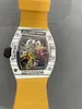 Tourbillon Watch RM68-01 Renk Graffiti Otomatik Mekanik Hareket Karbon Fiber Kılıf Safir Cam Ayna