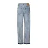 Designer new high street fashion brand straight barrel knife cut damaged old washed jeans casual pants