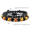 Strand 2pcs/set Natural Tiger Eye Stone Bracelet Braided Adjustable Bangle Couple Opal Onyx Beads Bracelets Yoga Balance Prayer Jewelry