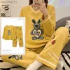 Indumenti da notte da donna Primavera Autunno Knttted Pigiama da donna Set Adolescente Divertente Pjs Cartoon Orso Indumenti da notte Homewear Ragazze Pigiama Mujer Pigiama Moda L230919