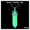 Pendentif Colliers Glow In The Dark Collier en pierre naturelle pour femmes Quartz Guérison Cristal Point Chaînes de corde hexagonale Hommes S Mode D Dhzri