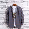 Novos homens primavera outono casual camisas de manga longa flanela xadrez camisa de algodão plus size streetwear jaqueta masculina marca camisa ms002305f