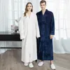 Women's Sleepwear Women Winter Extra Long Thermal Jacquard Flannel Bathrobe Plus Size Pregnant Dressing Gown Zipper Warm Bath Robe Men